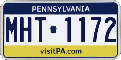 PA license plate MHT1172