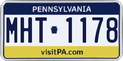 PA license plate MHT1178