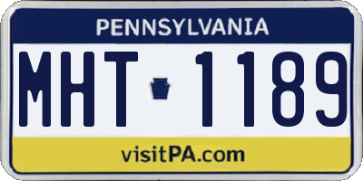 PA license plate MHT1189