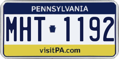 PA license plate MHT1192