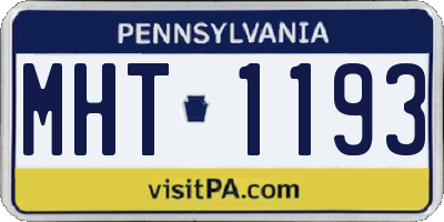 PA license plate MHT1193
