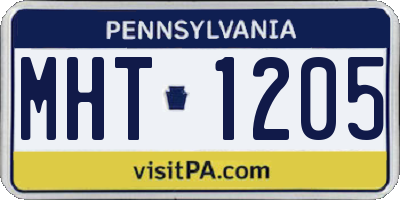 PA license plate MHT1205