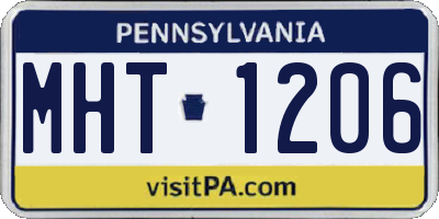 PA license plate MHT1206