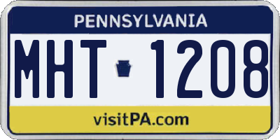 PA license plate MHT1208