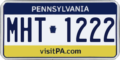 PA license plate MHT1222