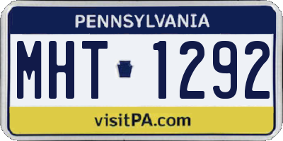 PA license plate MHT1292