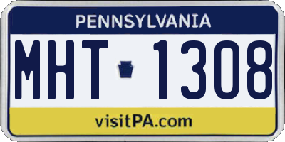 PA license plate MHT1308