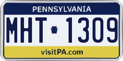 PA license plate MHT1309