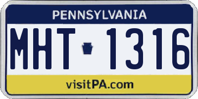 PA license plate MHT1316