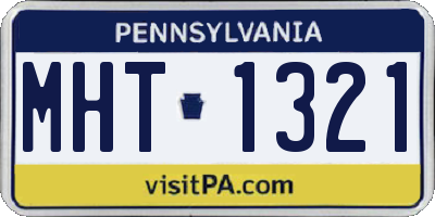 PA license plate MHT1321