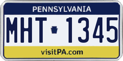 PA license plate MHT1345