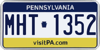 PA license plate MHT1352