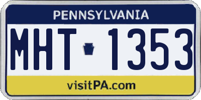 PA license plate MHT1353