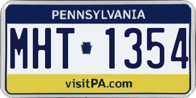 PA license plate MHT1354