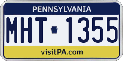 PA license plate MHT1355