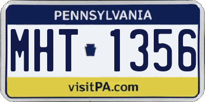 PA license plate MHT1356