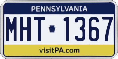 PA license plate MHT1367