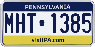 PA license plate MHT1385
