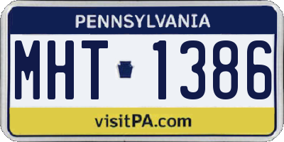 PA license plate MHT1386