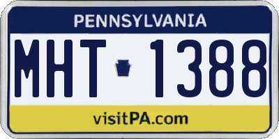 PA license plate MHT1388