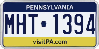 PA license plate MHT1394