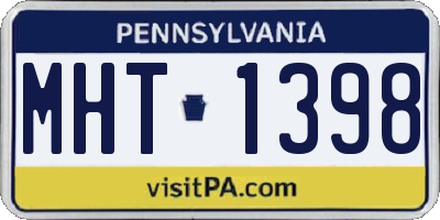 PA license plate MHT1398