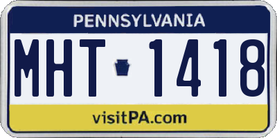PA license plate MHT1418