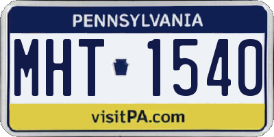 PA license plate MHT1540