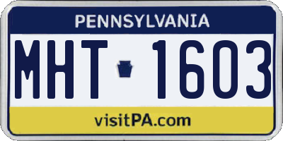 PA license plate MHT1603