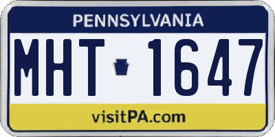 PA license plate MHT1647