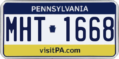 PA license plate MHT1668