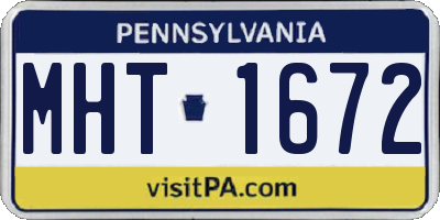 PA license plate MHT1672
