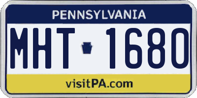 PA license plate MHT1680