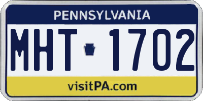 PA license plate MHT1702