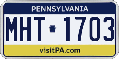 PA license plate MHT1703