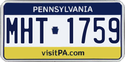 PA license plate MHT1759