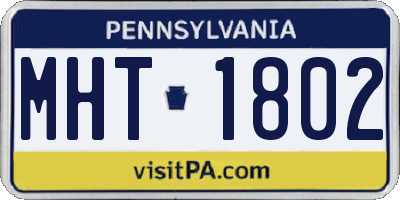 PA license plate MHT1802