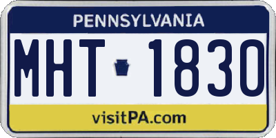 PA license plate MHT1830