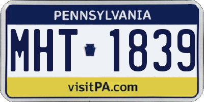 PA license plate MHT1839
