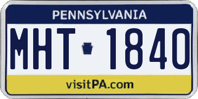 PA license plate MHT1840
