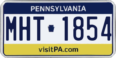 PA license plate MHT1854