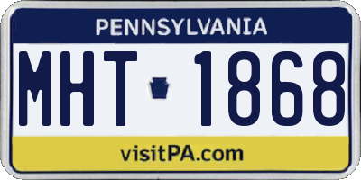 PA license plate MHT1868