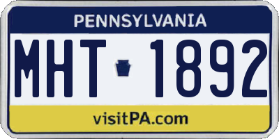PA license plate MHT1892