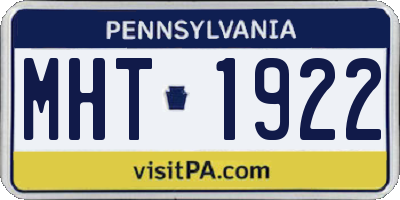 PA license plate MHT1922