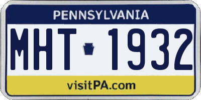 PA license plate MHT1932