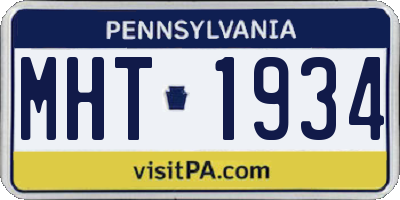 PA license plate MHT1934