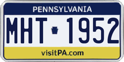 PA license plate MHT1952