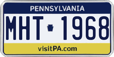 PA license plate MHT1968