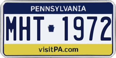PA license plate MHT1972