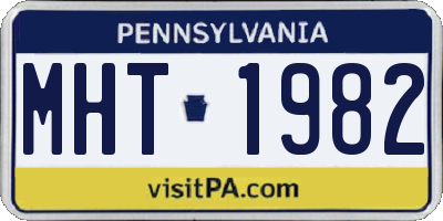 PA license plate MHT1982